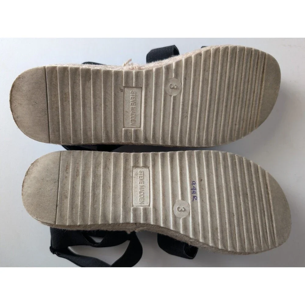 Girl's Steve Madden Kids' Jkimmie Black Platform Sandal Espadrille Summer Size 3